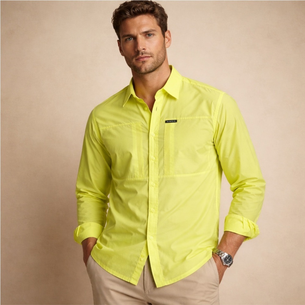 Simms Guide Series Fishing Shirt Neon Yellow Size M